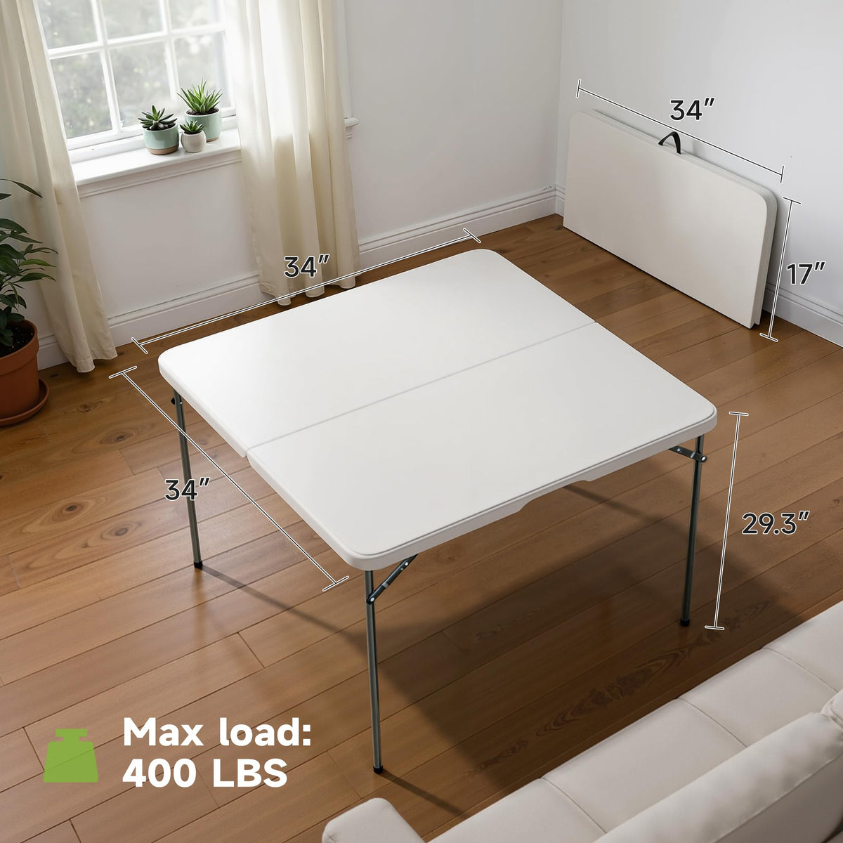 3 ft Square Folding Card Table with Carrying Handle P678448