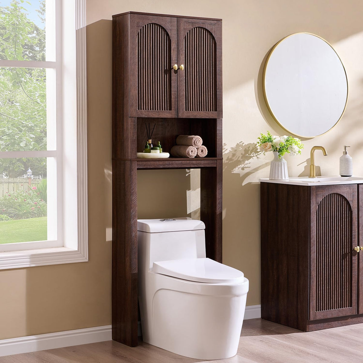 72" Over The Toilet Wooden Bathroom Storage Cabinet N804