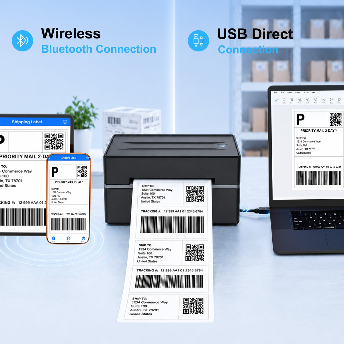 Thermal Shipping Label Printer 4x6 Bluetooth G600275