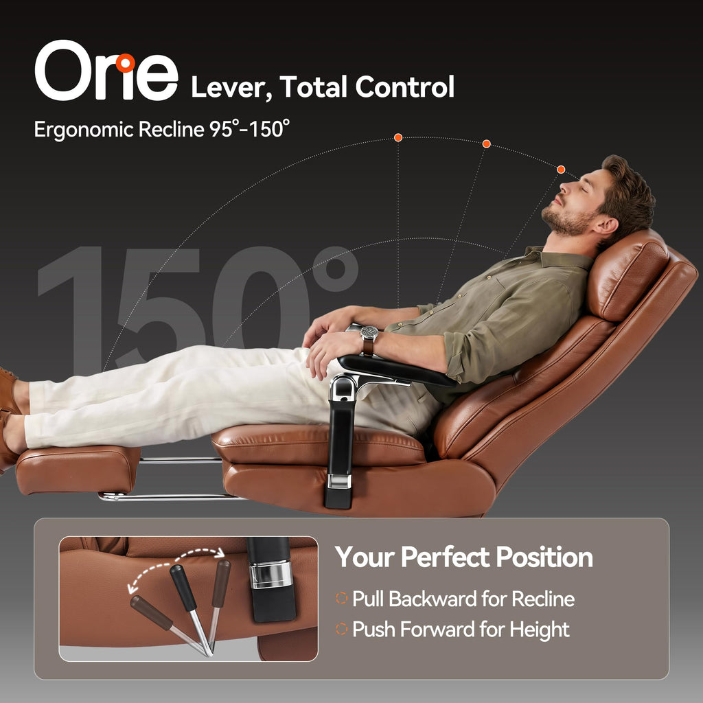 Brown Reclining Executive Office Chair with Flip-Up Armrests Q856