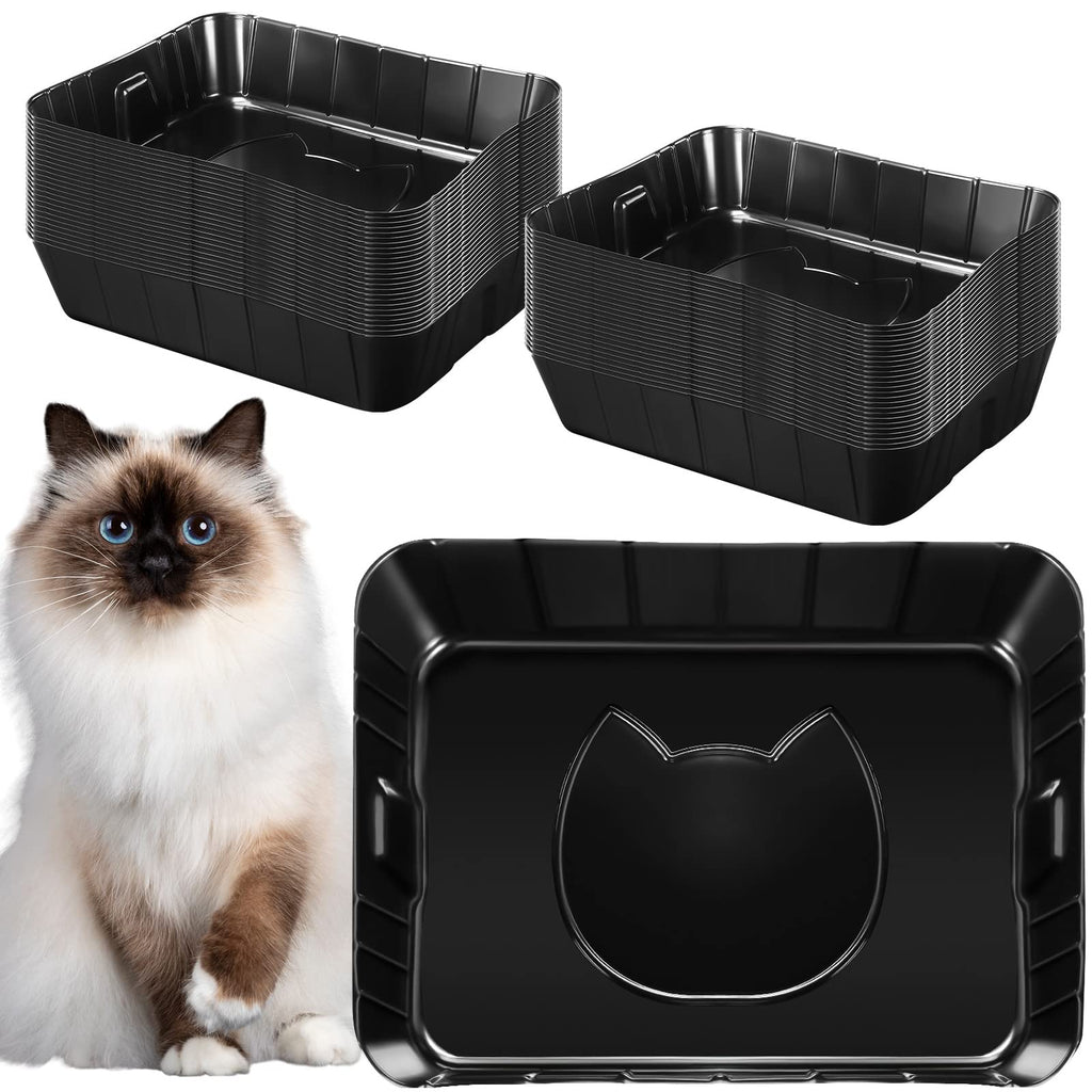 50 Pieces Disposable Litter Box for Cats Large Black D5305