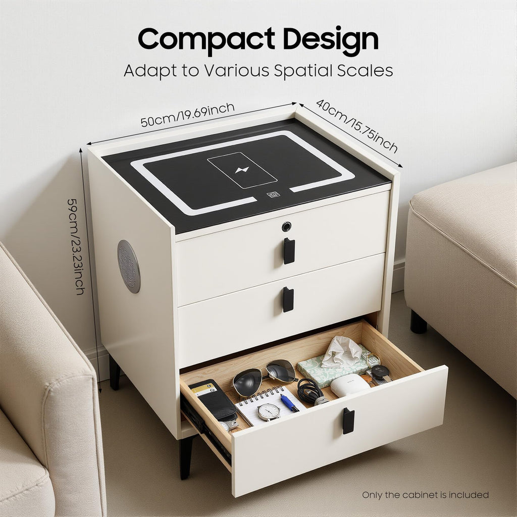 3-Drawer LED Nightstand with Wireless Charging Station E62175