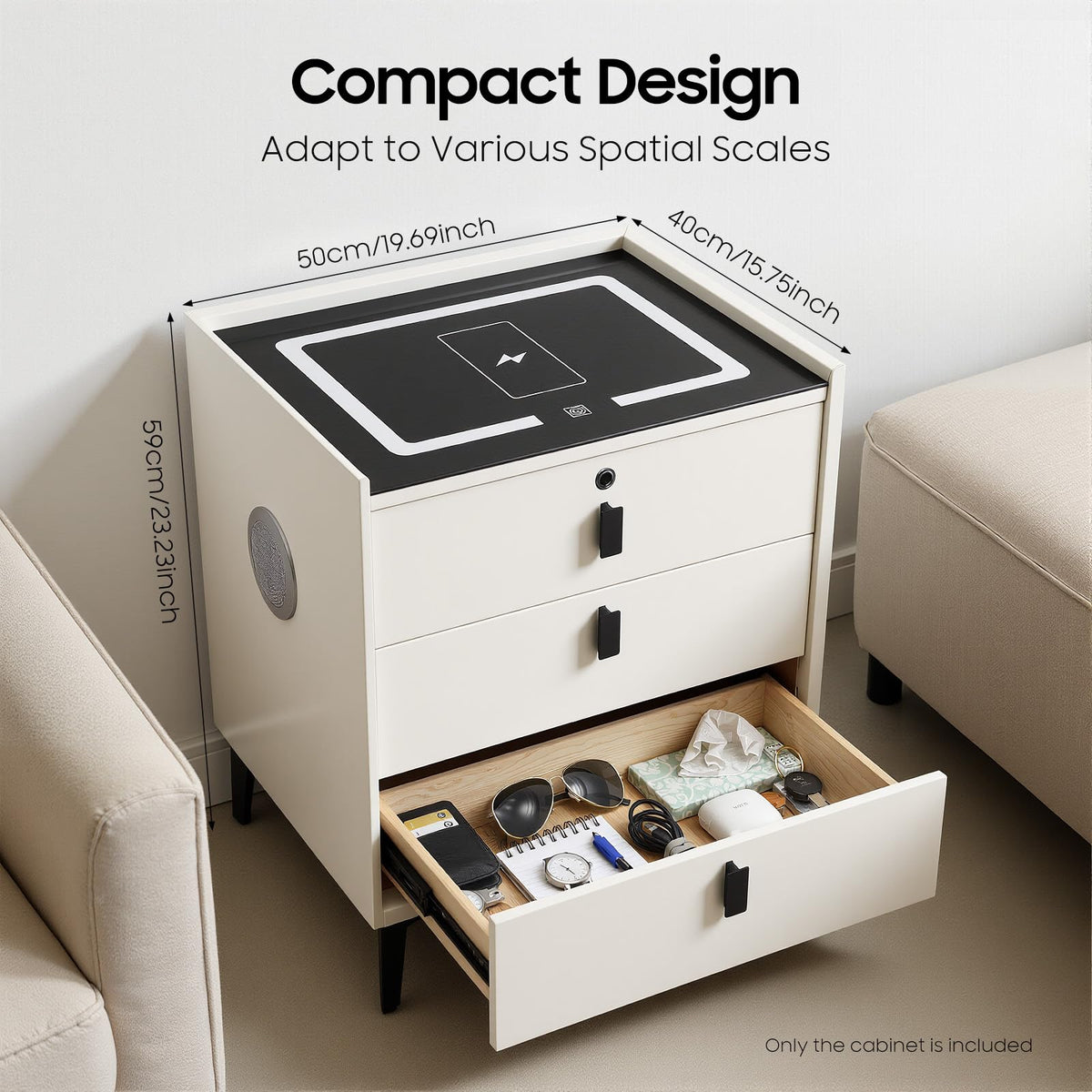 3-Drawer LED Nightstand with Wireless Charging Station E62175