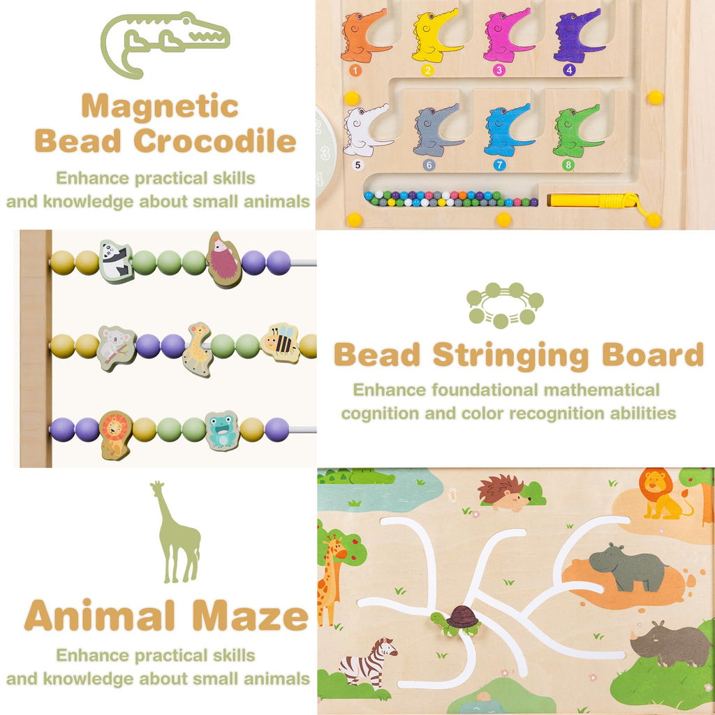 Foldable Wooden Baby Playpen with Toy Set R11493