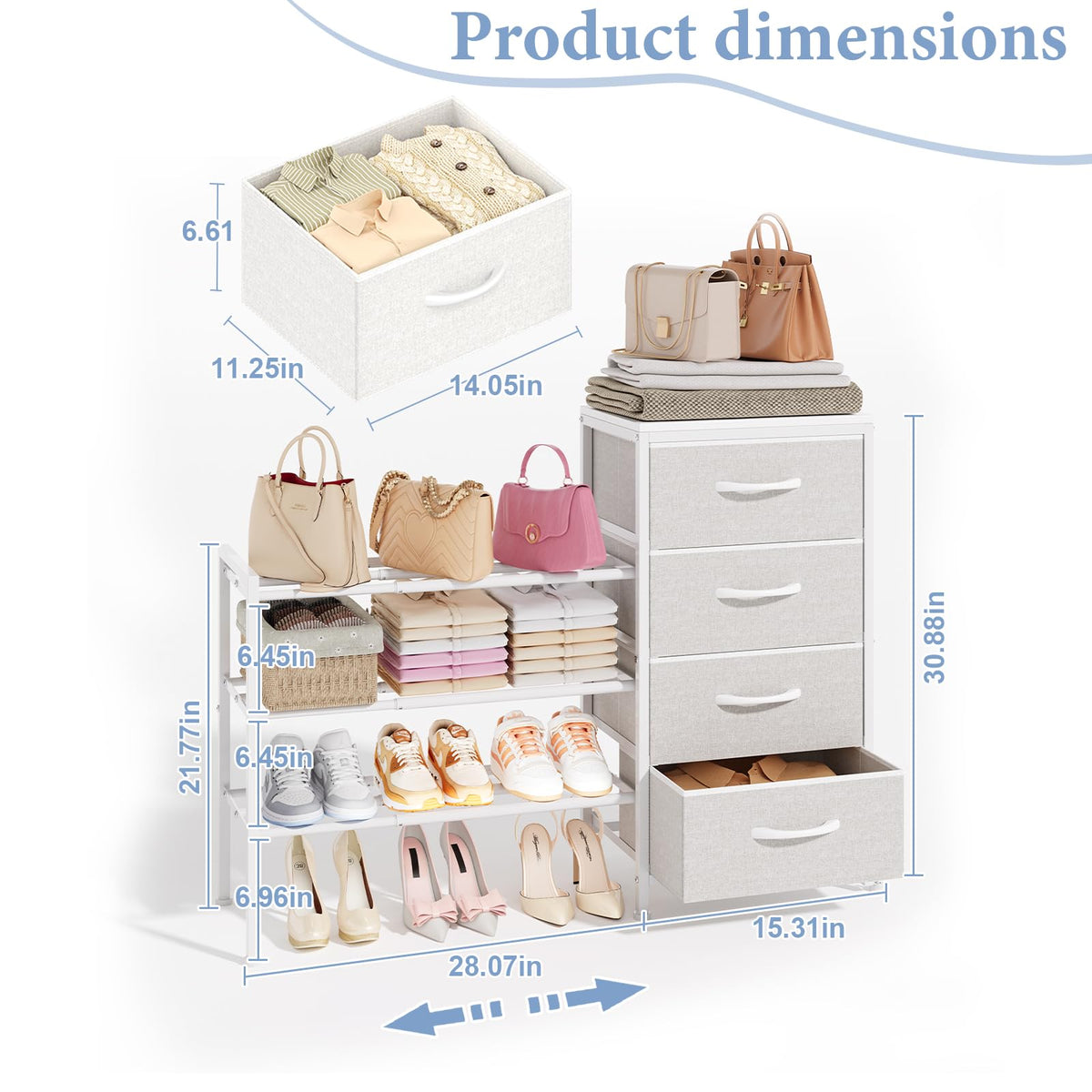White 4 Drawer Fabric Dresser G84003