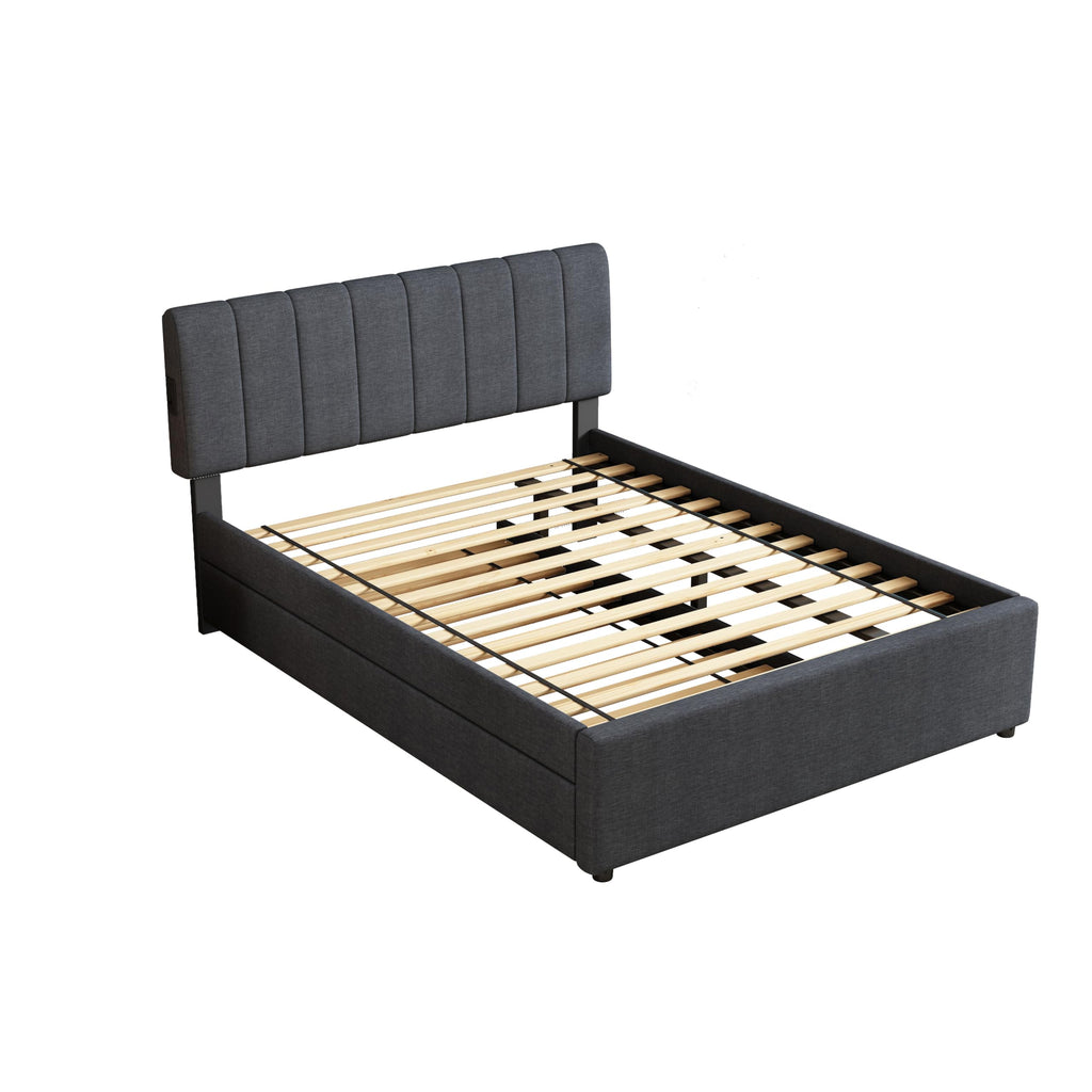 Full Size Upholstered Platform Bed with Trundle R443189