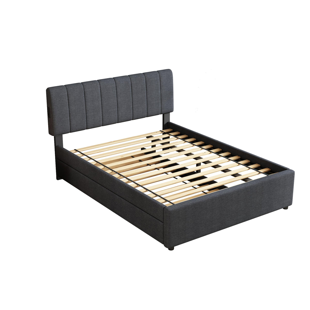 Full Size Upholstered Platform Bed with Trundle R443189