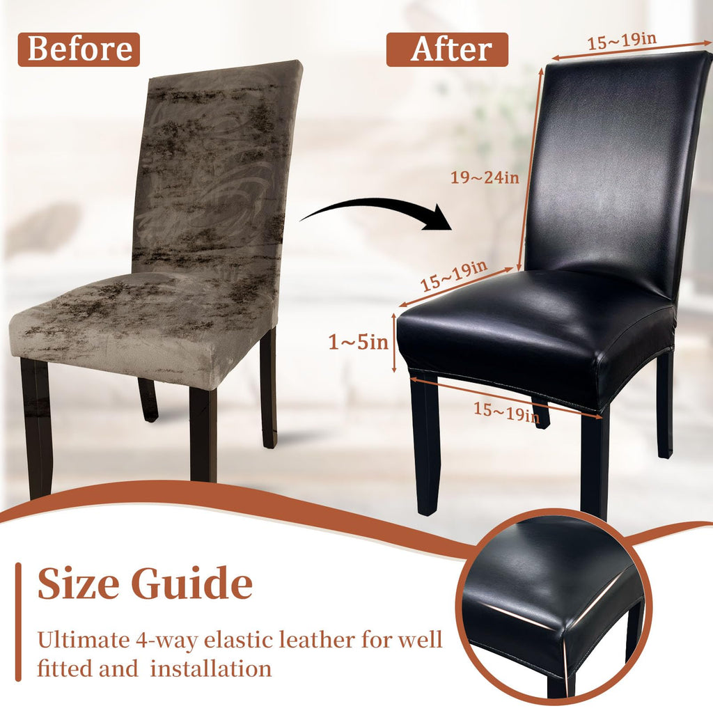 Pu Leather Dining Chair Covers Set of 6 Black B443291