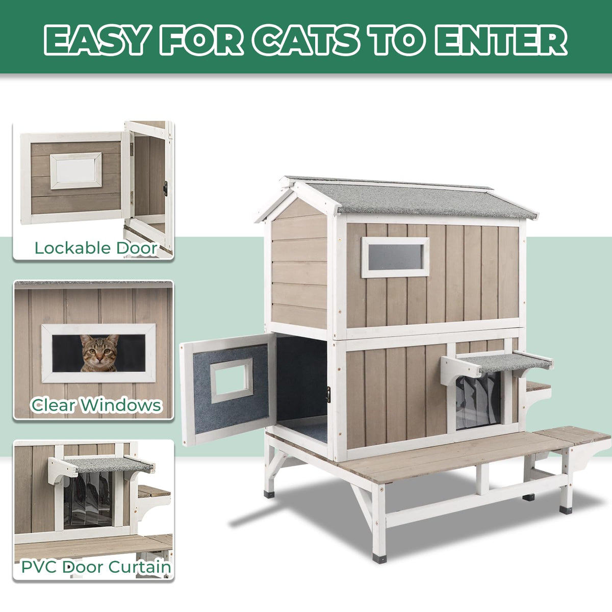 Insulated 2-Story Outdoor Cat House A4000