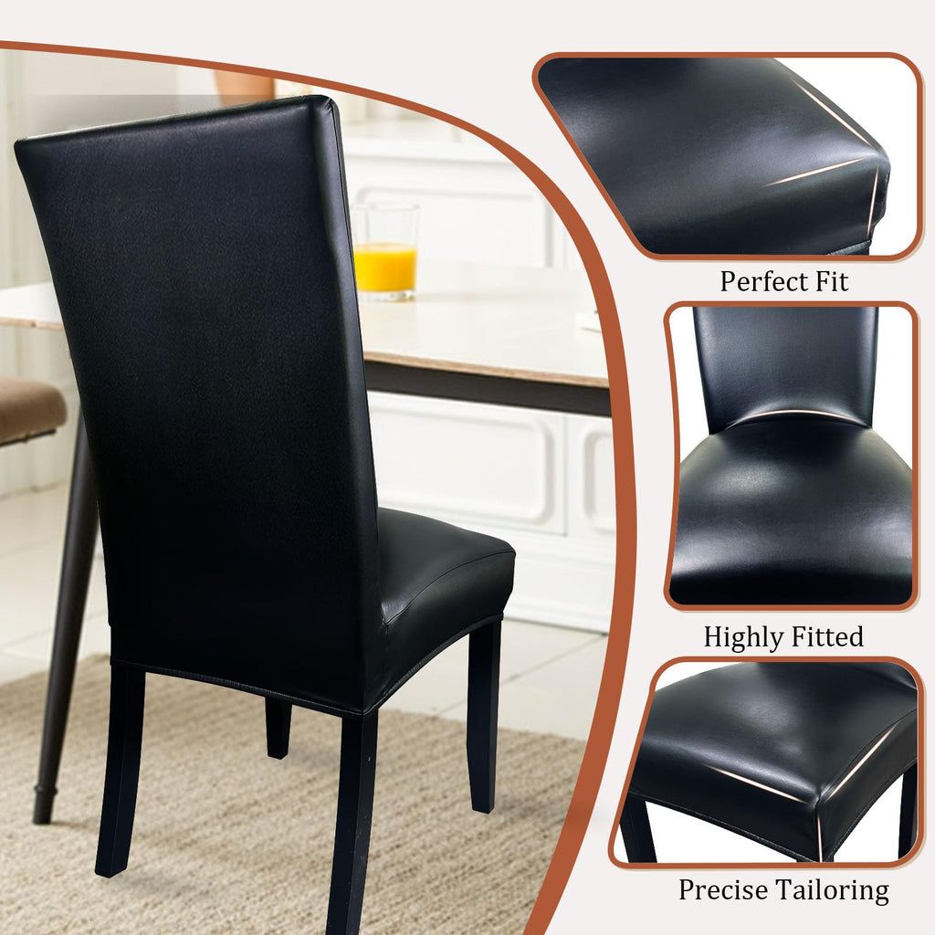 Pu Leather Dining Chair Covers Set of 6 Black B443291