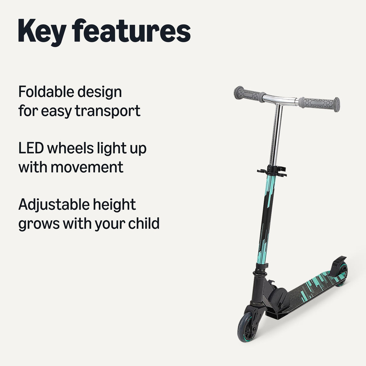 Foldable Light Up Wheels Adjustable Handlebar Aluminum Kids Kick Scooter S4562