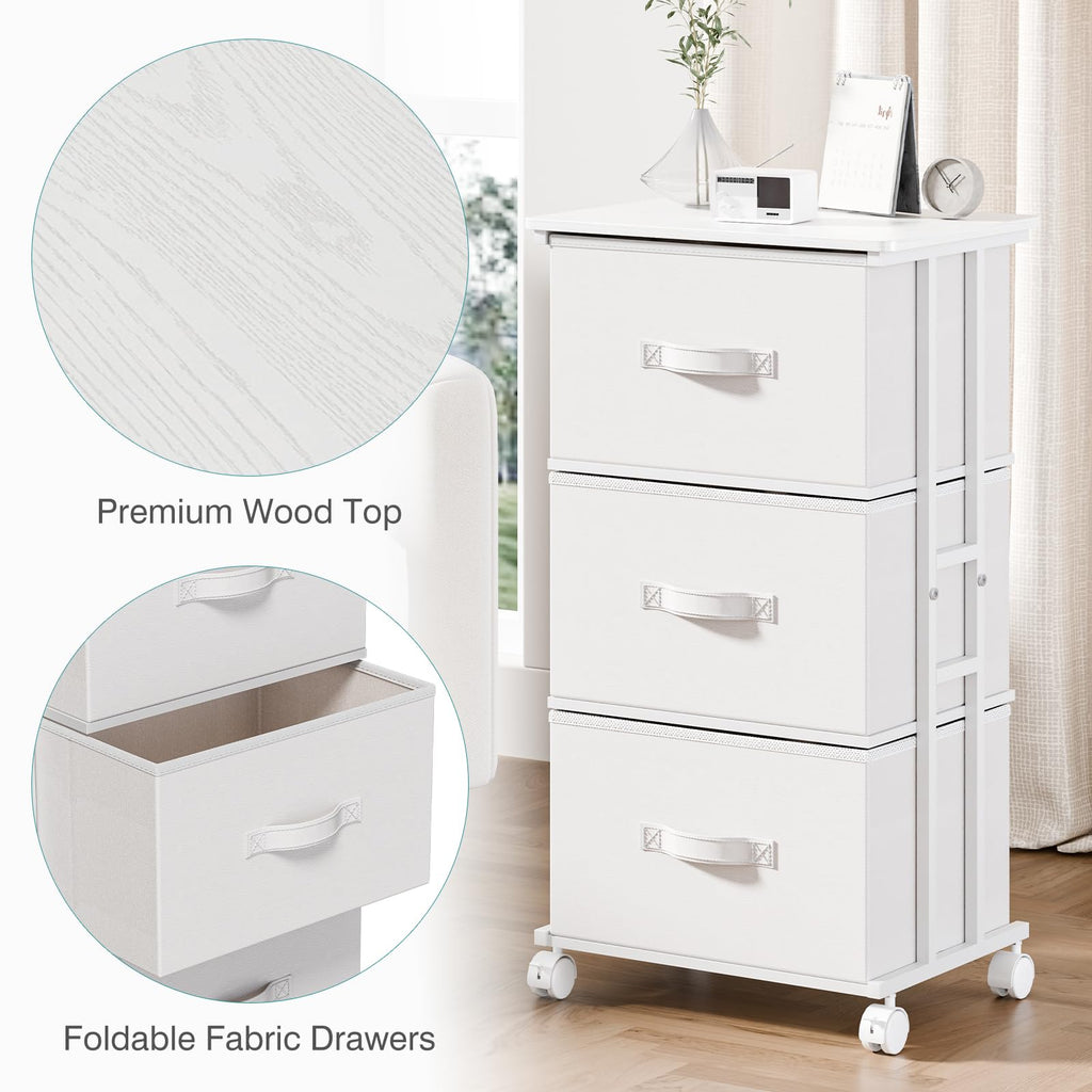 White 3 Drawer Fabric Dresser L96887