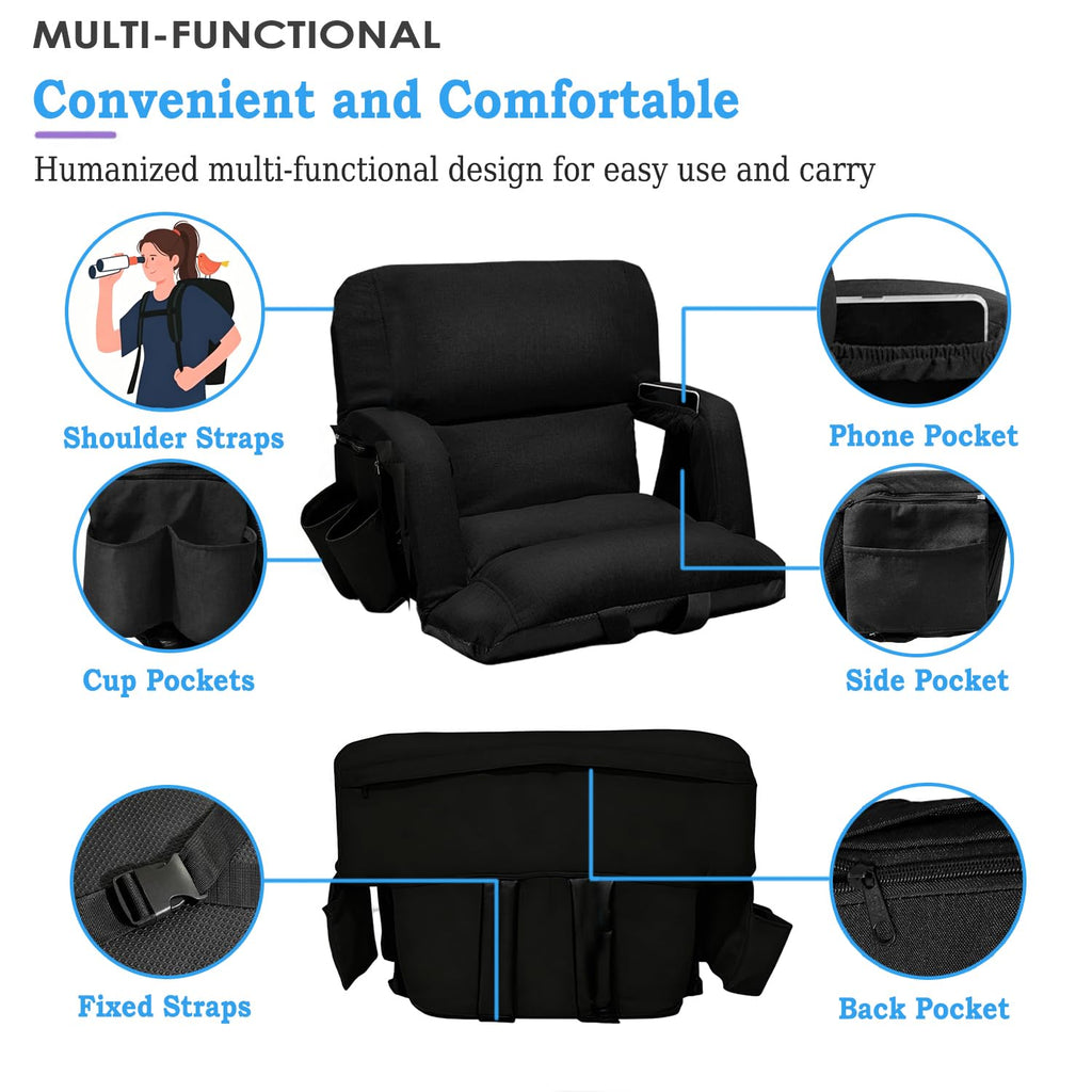 2 Pack Bleacher Seat with Back Support and Armrest Q16658