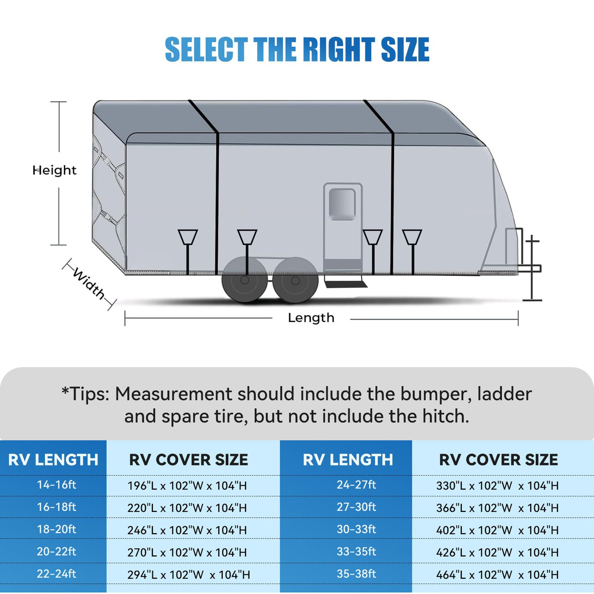 14-16 ft 8 Layers Heavy Duty RV Cover U40221