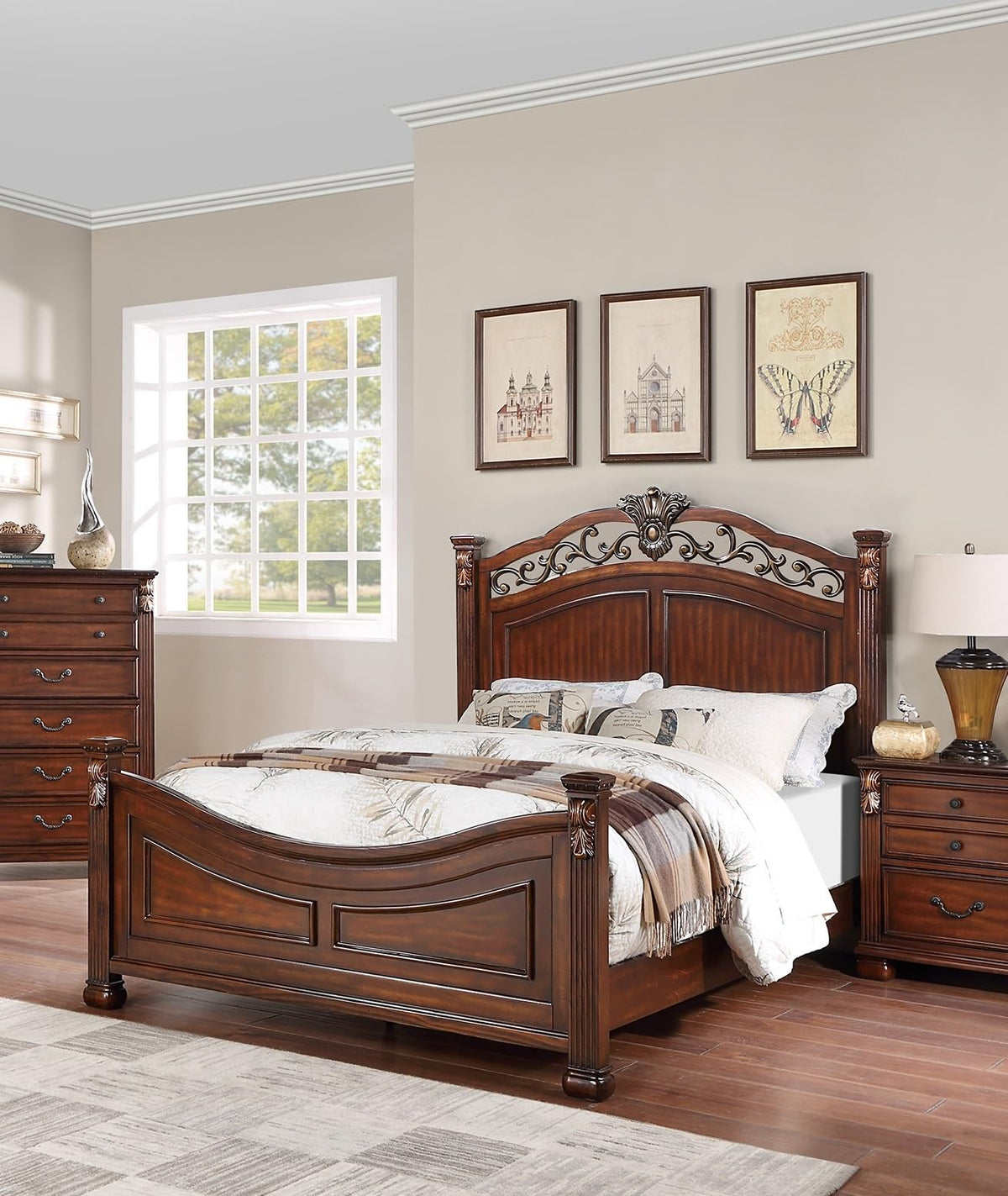 California King Size Bed with Headboard and Footboard J337
