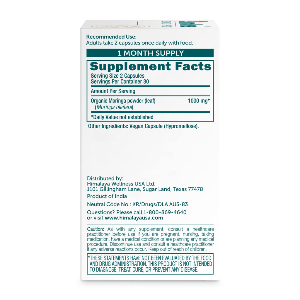 Organic Moringa 1000 mg 60 Capsules R7340
