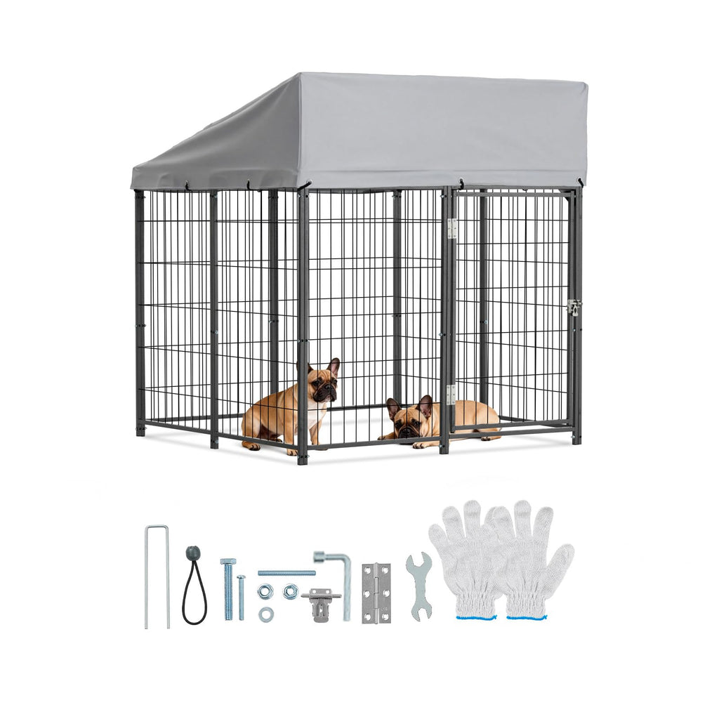 Outdoor Dog Kennel with UV-Resistant & Waterproof Roof Cover S735296