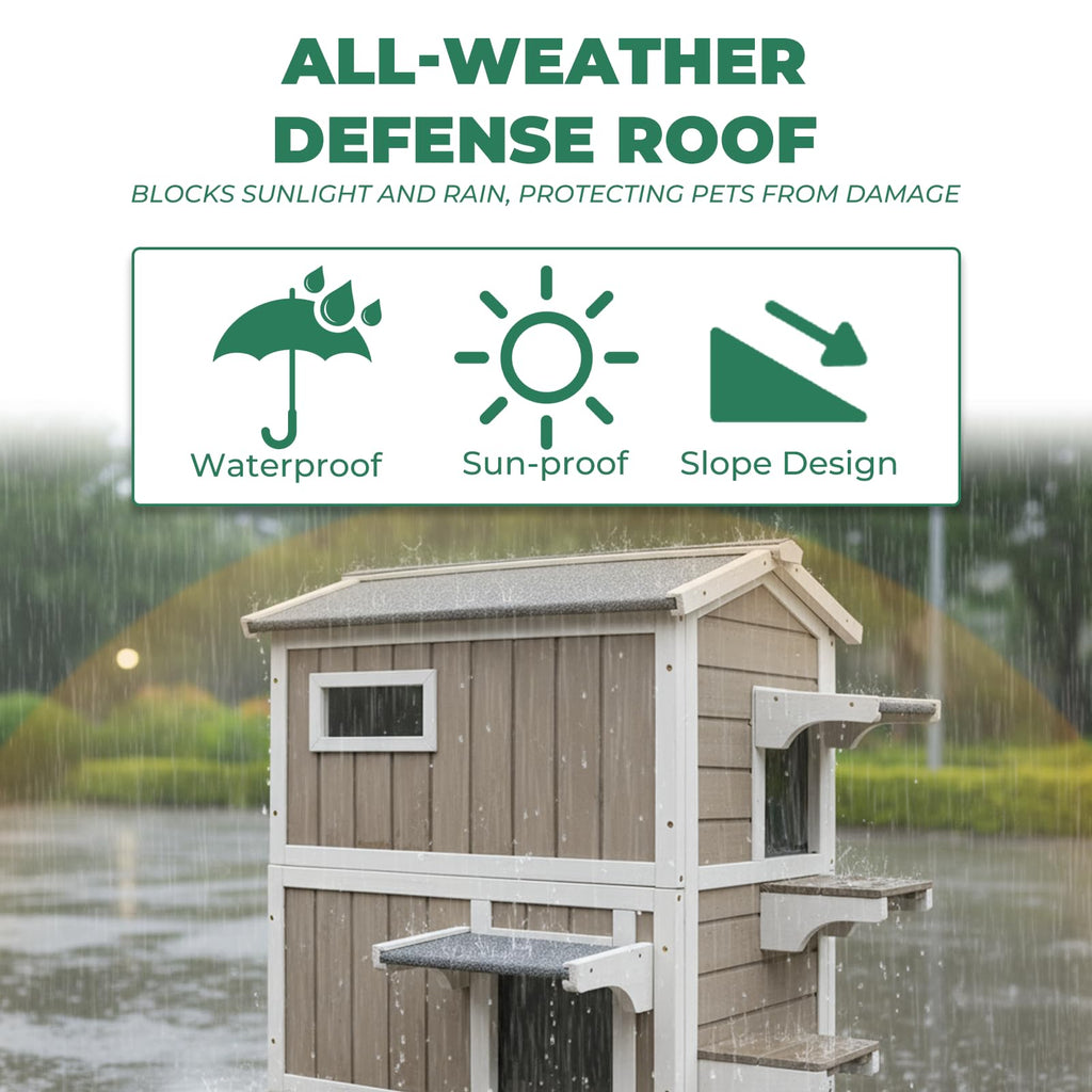 Insulated 2-Story Outdoor Cat House A4000
