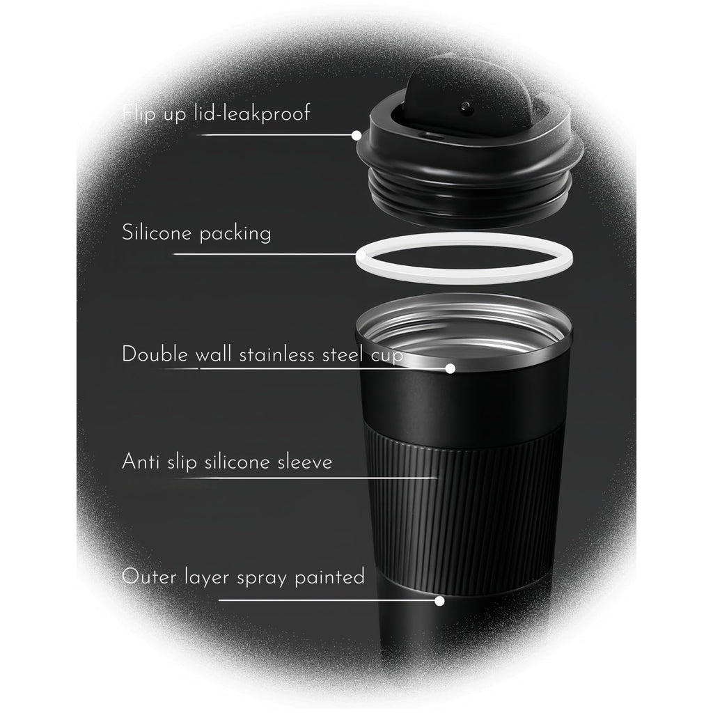 Stainless Steel Insulated Travel Coffee Mug Flip up Tumbler, Double wall Leak Proof Vacuum Cup Keep Drink Cold and Hot (Red, 17 Ounces) H464088