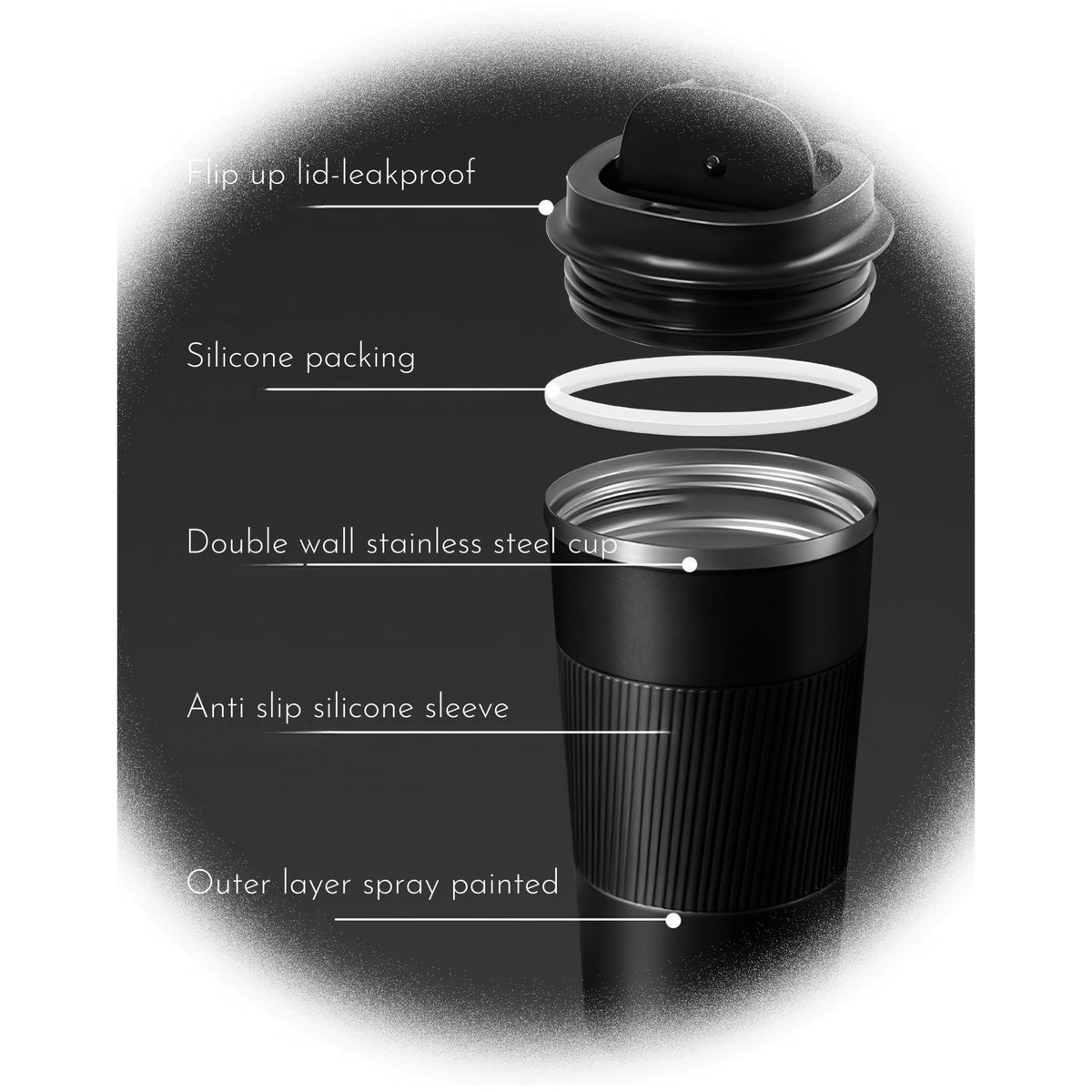 Stainless Steel Insulated Travel Coffee Mug Flip up Tumbler, Double wall Leak Proof Vacuum Cup Keep Drink Cold and Hot (Red, 17 Ounces) H464088