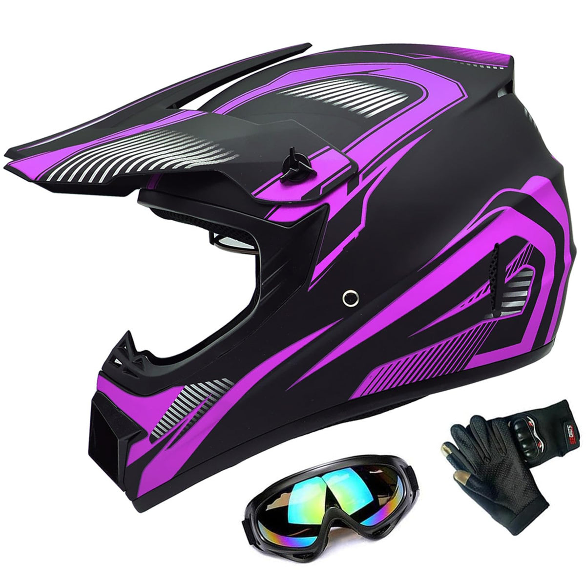 Adult Off-Road ATV Motocross Helmets with Goggles Gloves Y879