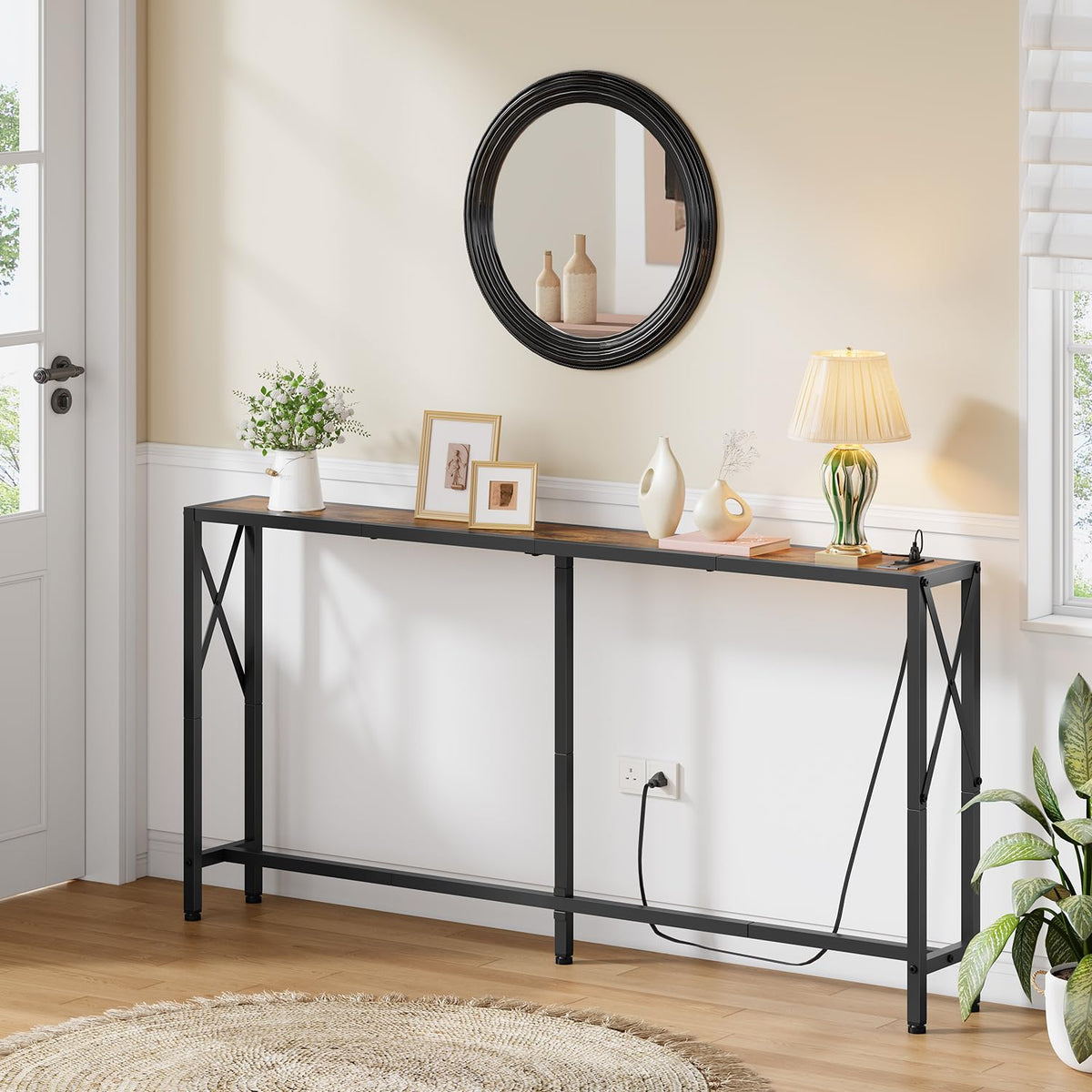 Narrow Console Table with Socket H3025
