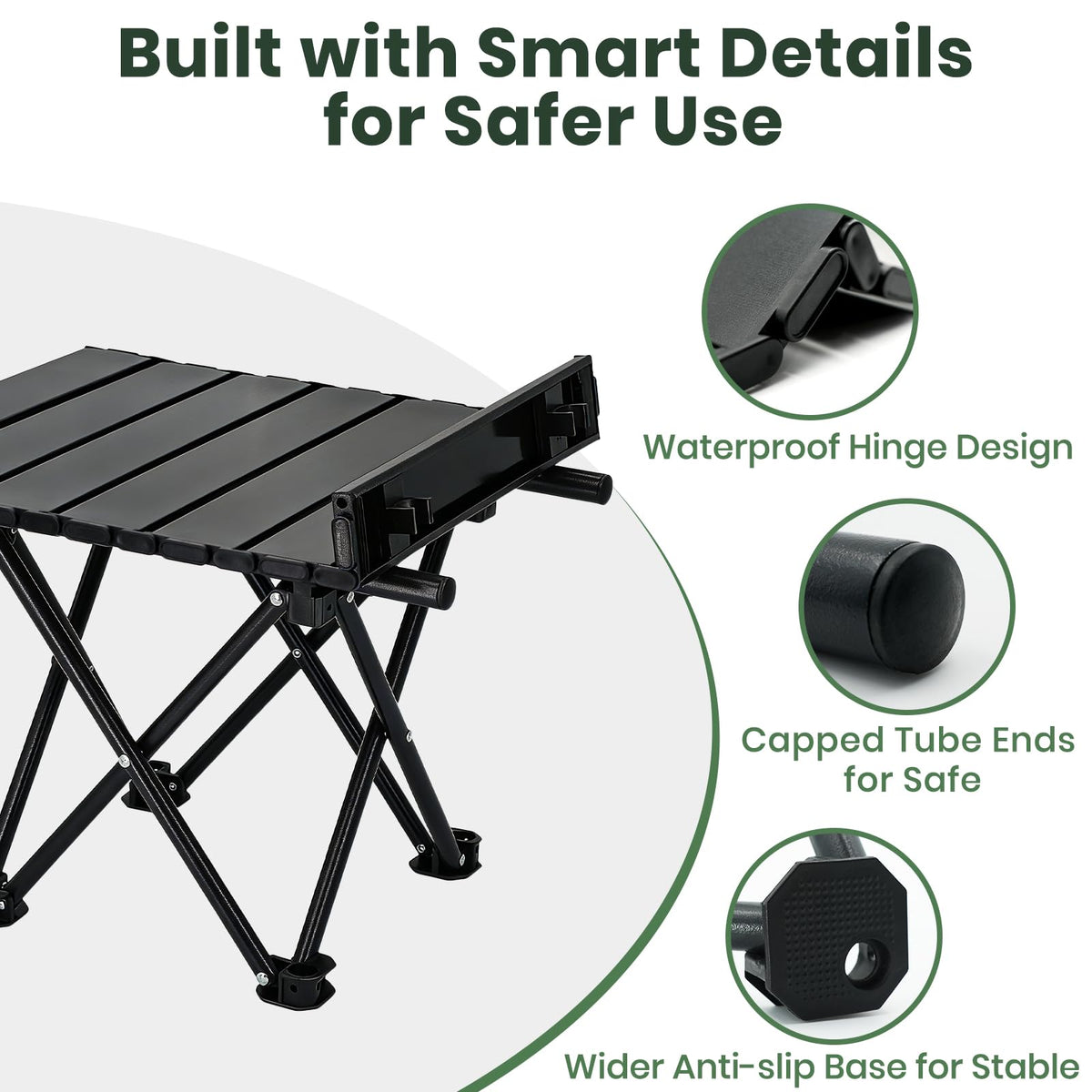 2 Pack Black Foldable Camping Table N410