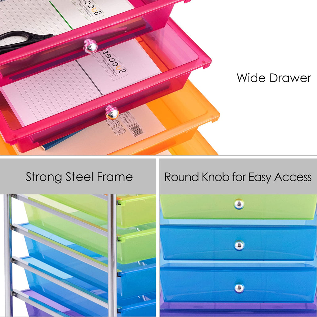 10 Drawer Rolling Storage Cart with Lockable Wheels H469632