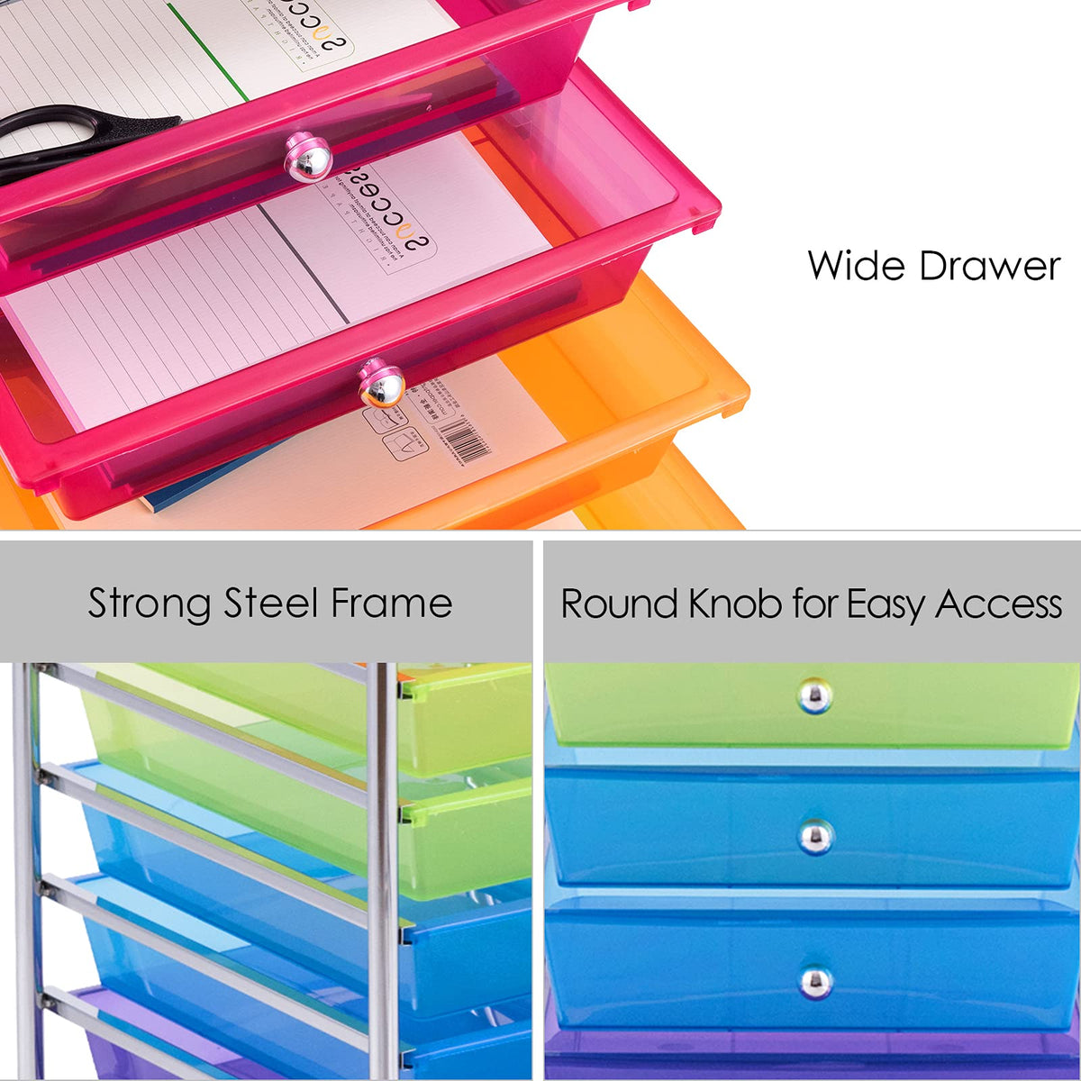 10 Drawer Rolling Storage Cart with Lockable Wheels H469632