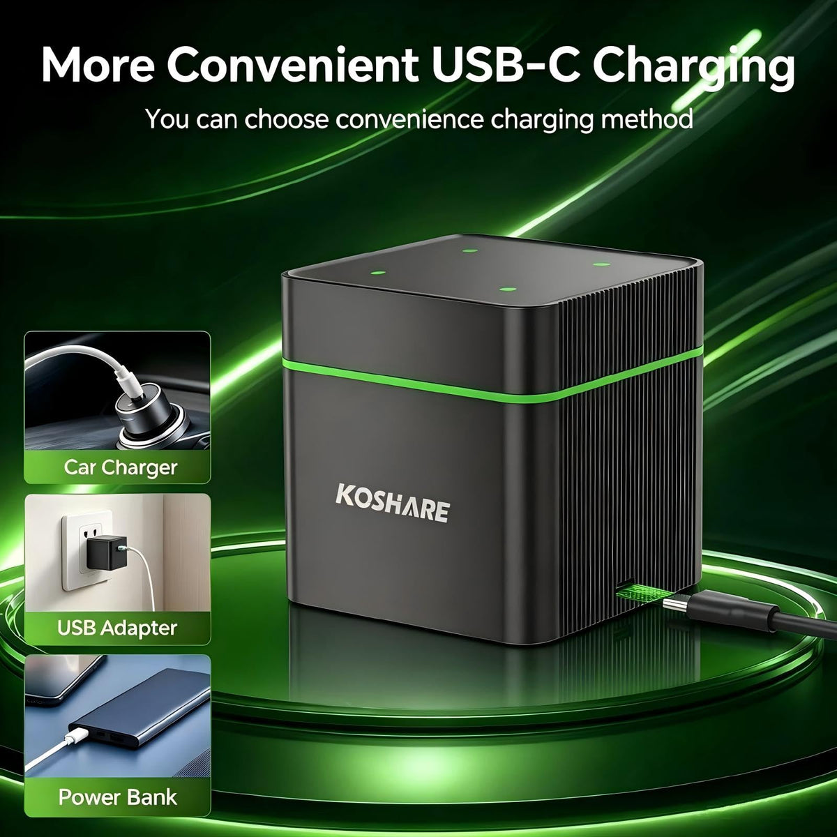 4 Pack 10000mAh Rechargeable NiMH D Cell Batteries with Charger E6402