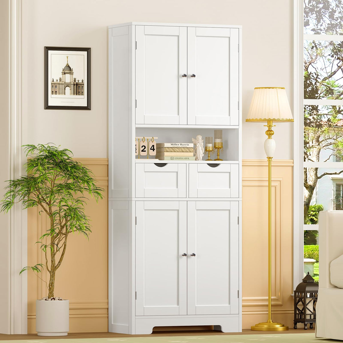63.4"H Kitchen Pantry Cabinet with 4 Door Shelves G509
