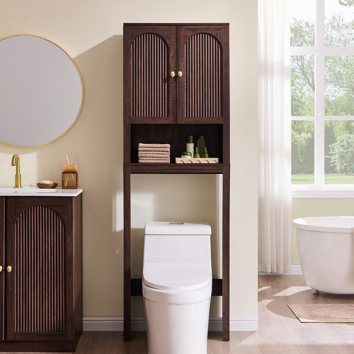 72" Over The Toilet Wooden Bathroom Storage Cabinet N804