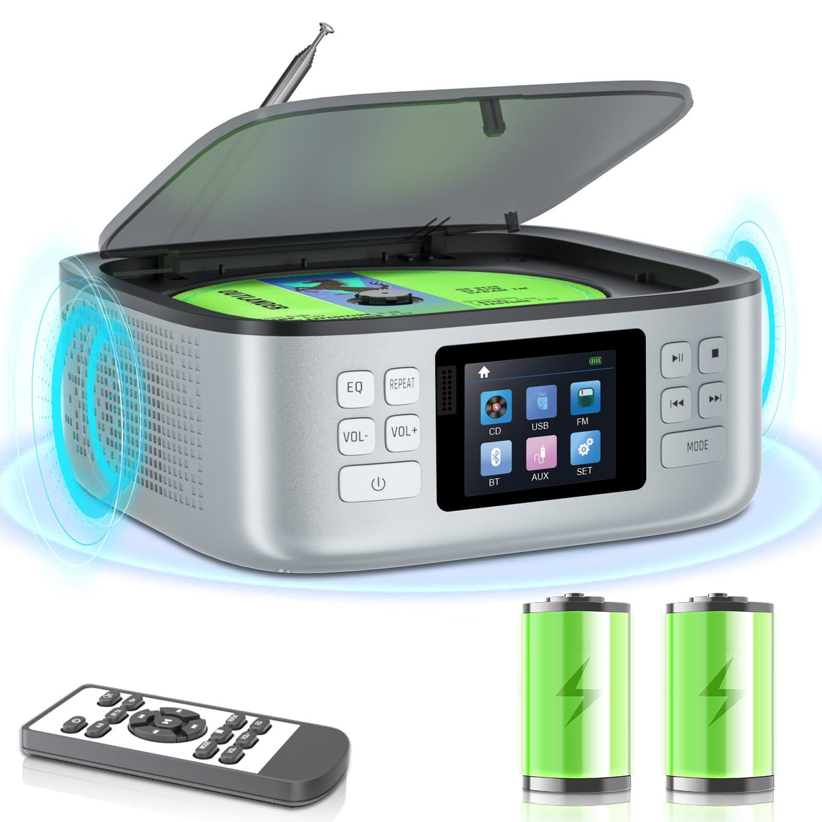 Portable CD Player with Bluetooth and LCD Screen D601384