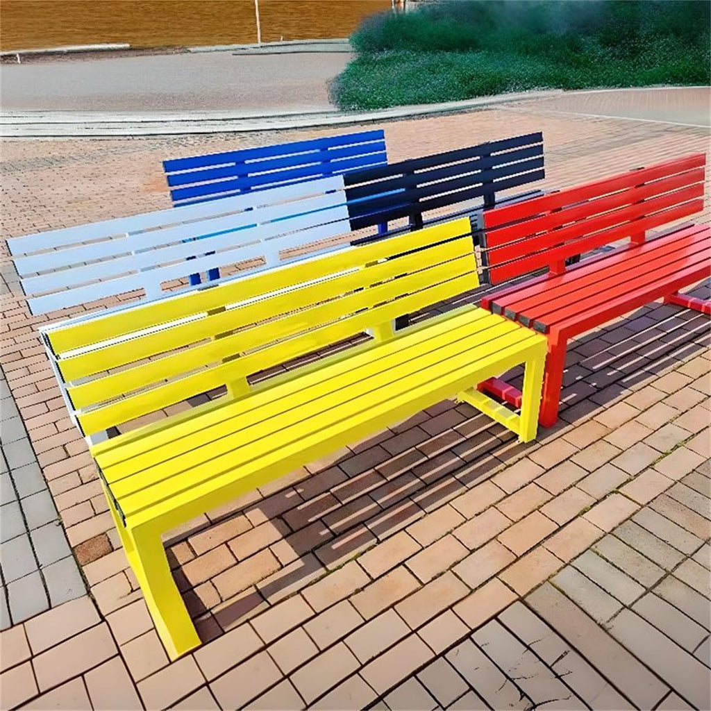 White Water-Resistant Alloy Patio Bench with Back E69542