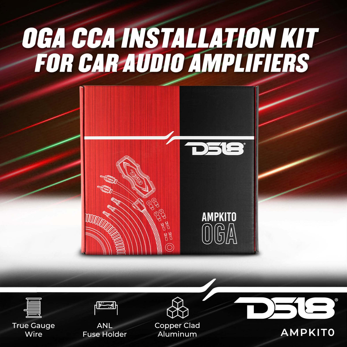 0 Gauge CCA Complete Amp Wiring Kit with ANL Fuse Holder 250A H481