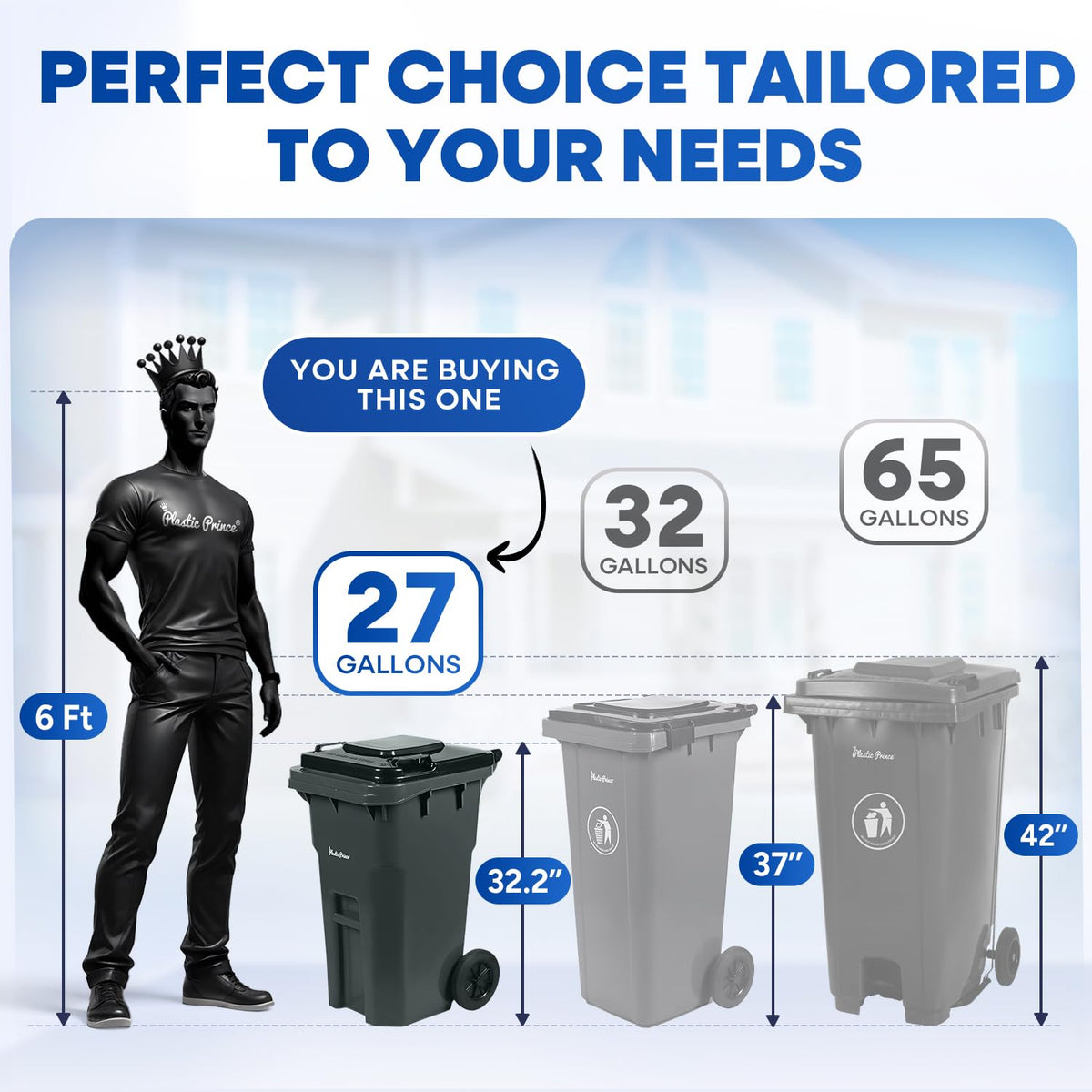 27 Gallon Wheeled Plastic Trash Can with Lid W670