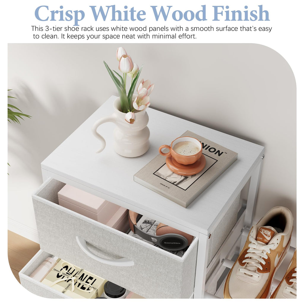 White 4 Drawer Fabric Dresser G84003