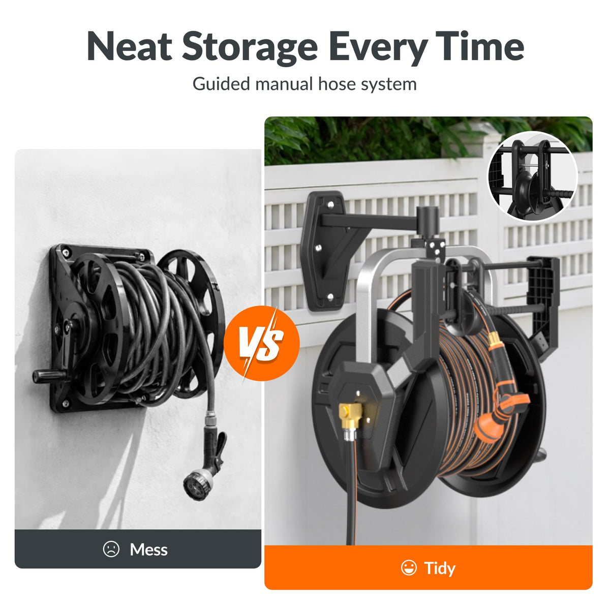 Wall Mounted 125FT 5/8" Hose Capacity Heavy Duty Retractable Hose Reel Y4462