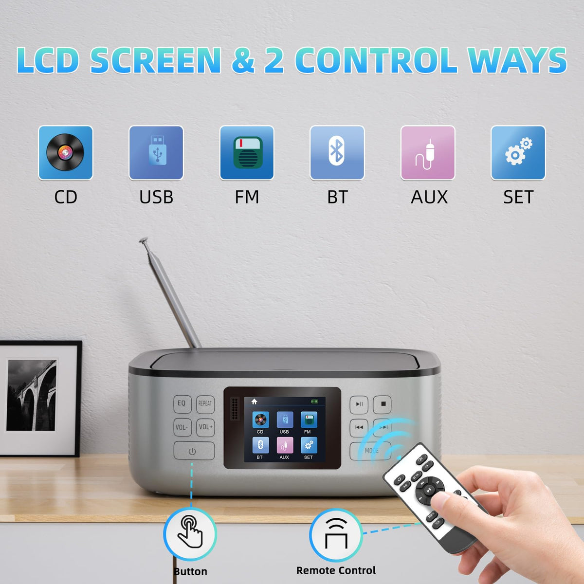 Portable CD Player with Bluetooth and LCD Screen D601384