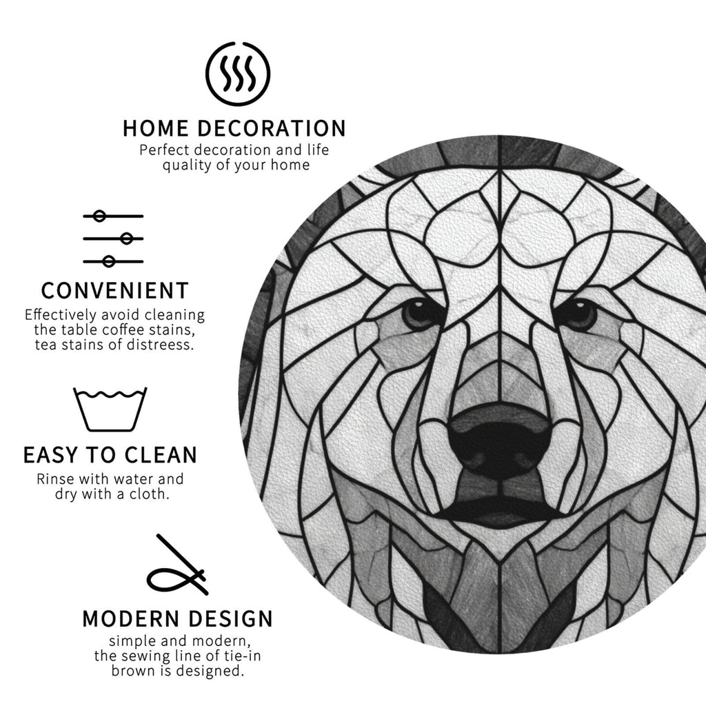 Black and White Bear Leather Coasters Set of 4 S935