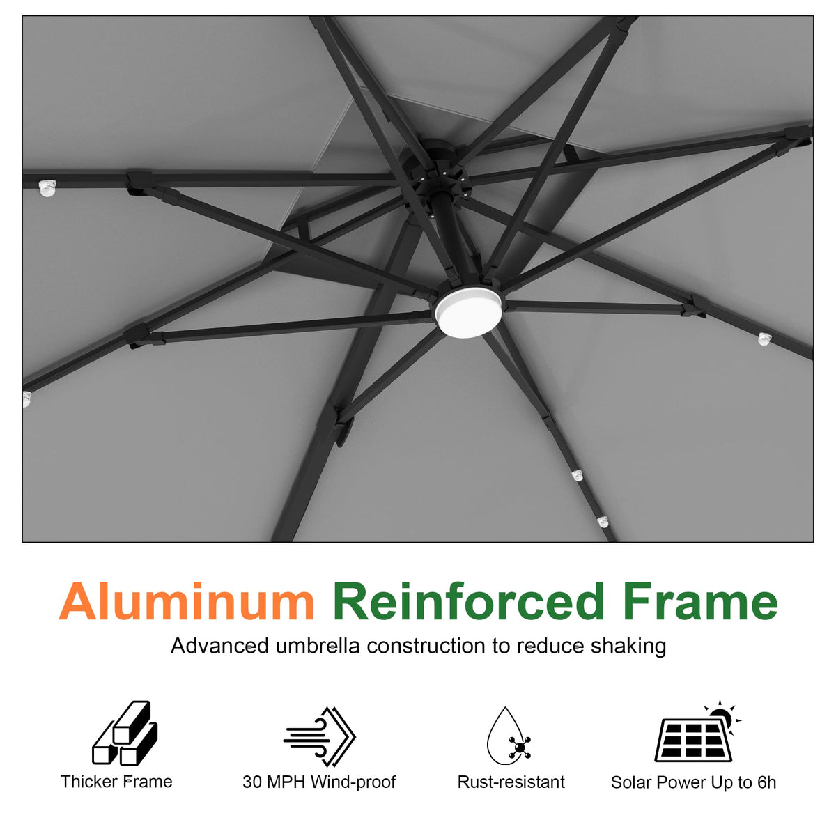 10' X 10' Cantilever Umbrella with LED Lights X18879