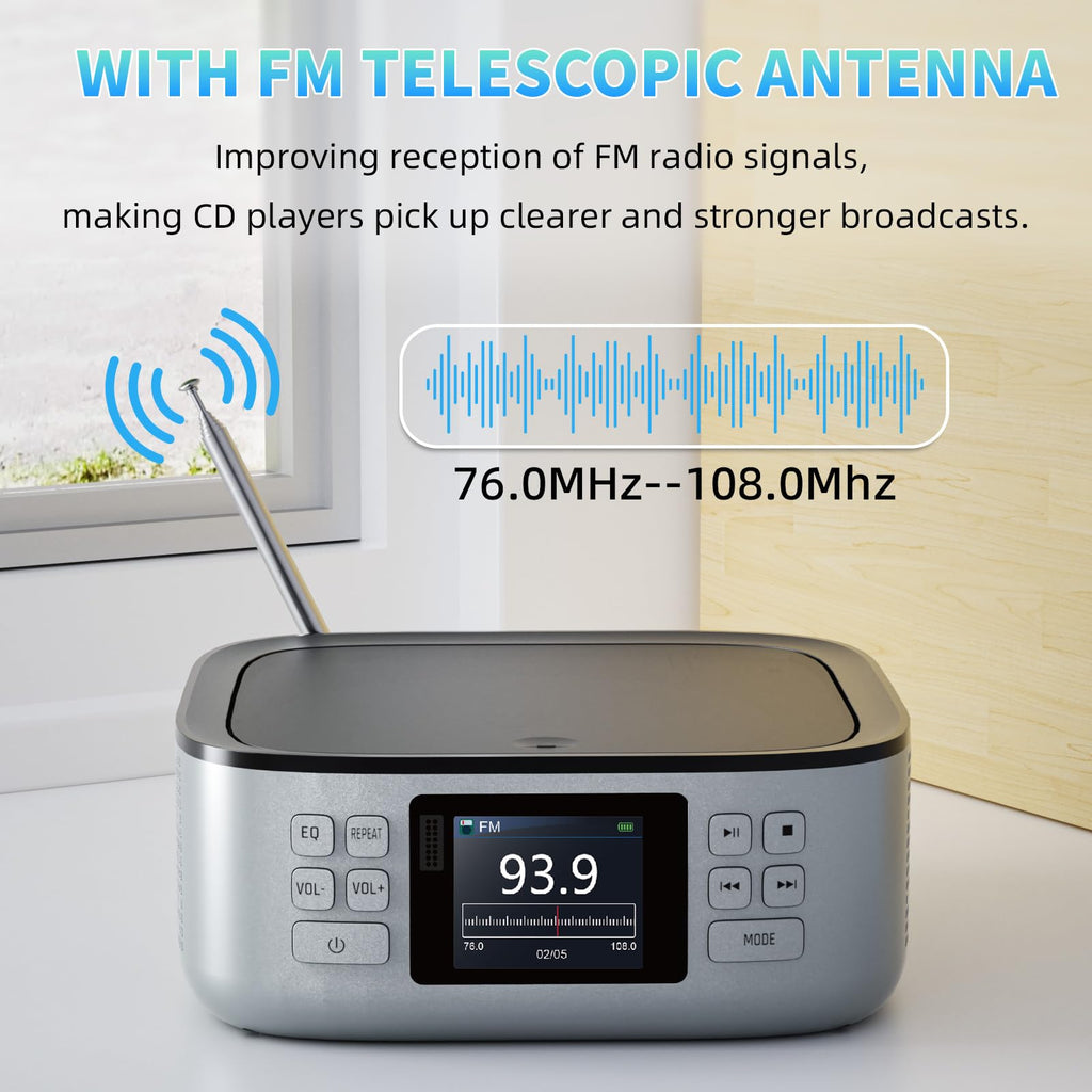 Portable CD Player with Bluetooth and LCD Screen D601384