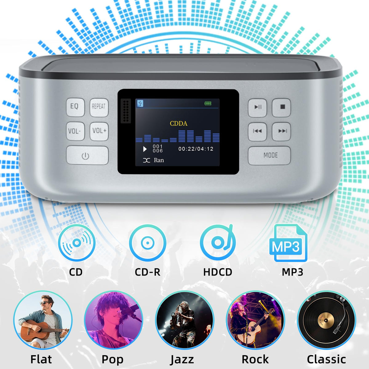 Portable CD Player with Bluetooth and LCD Screen D601384