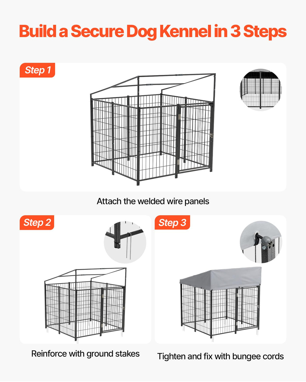 Outdoor Dog Kennel with UV-Resistant & Waterproof Roof Cover S735296