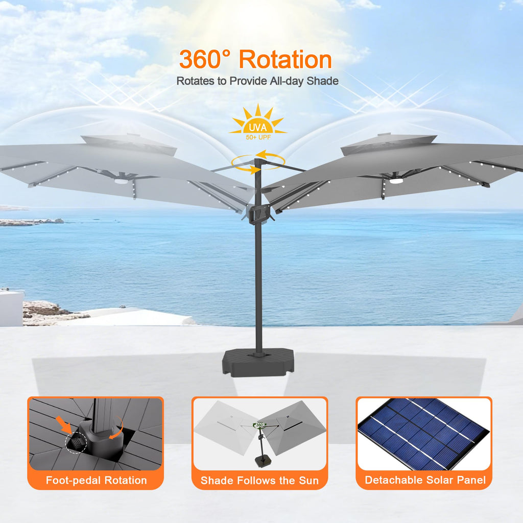 10' X 10' Cantilever Umbrella with LED Lights X18879