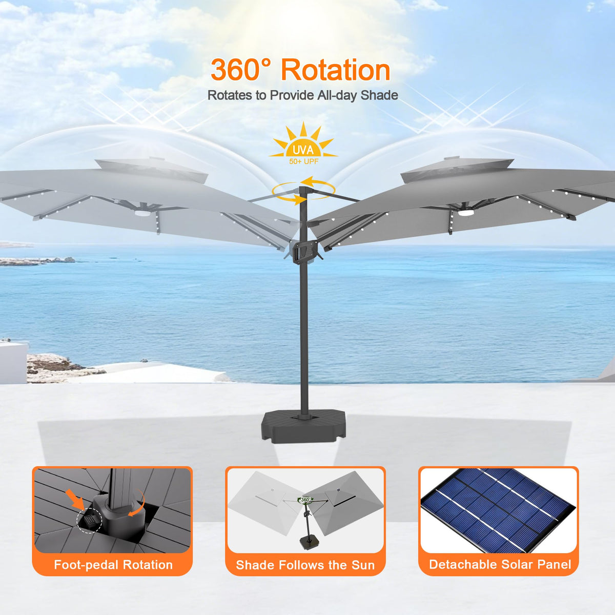 10' X 10' Cantilever Umbrella with LED Lights X18879