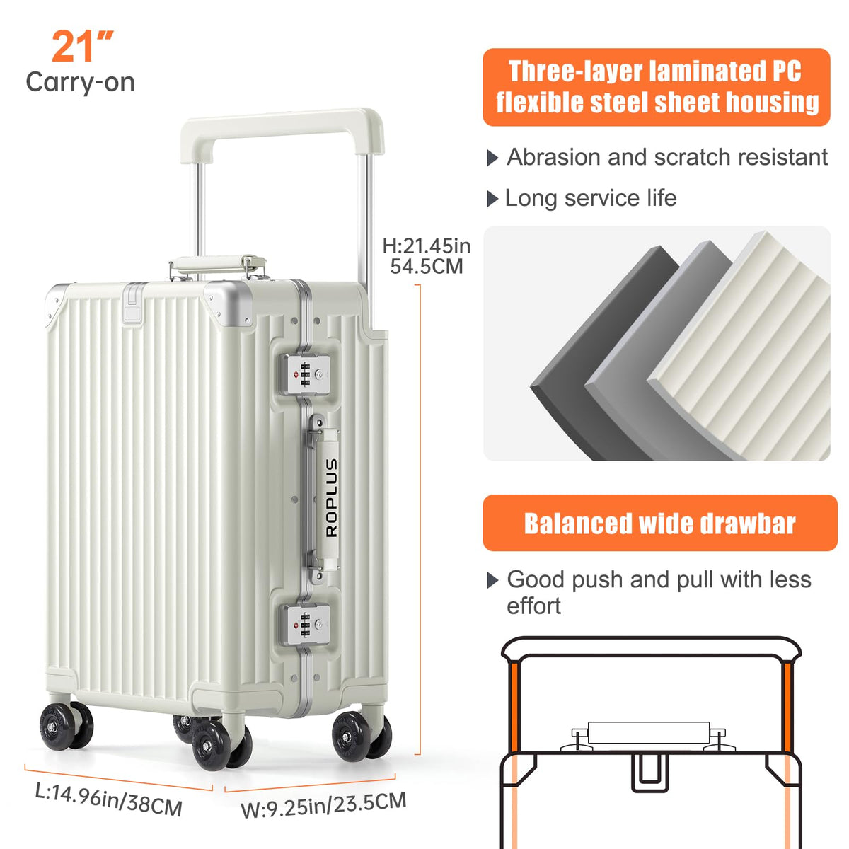 Aluminium Frame Carry on Luggage with TSA Lock B60071