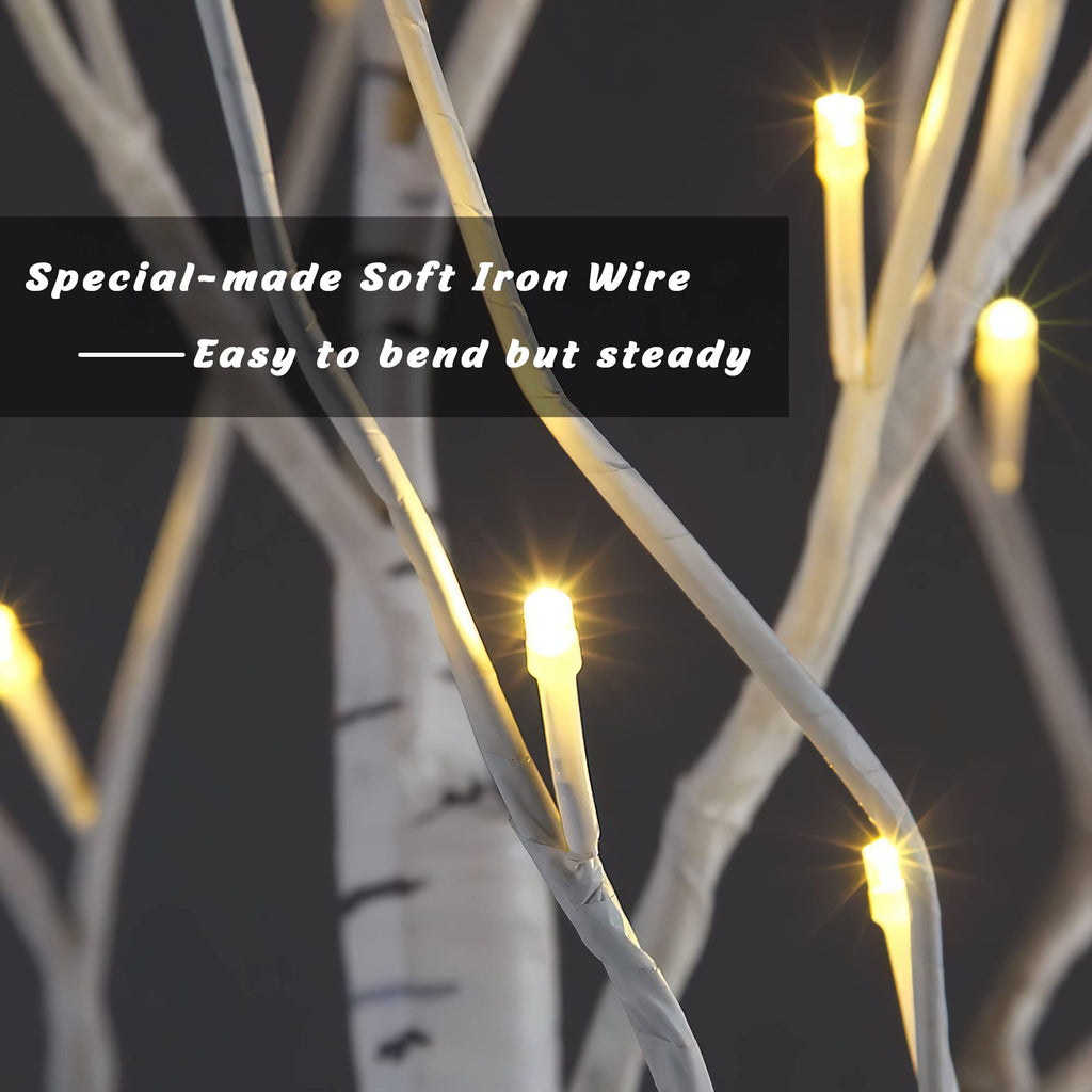 2 Pack 8FT 132 LED Lighted Artificial Birch Tree Warm White Y172366