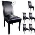 Pu Leather Dining Chair Covers Set of 6 Black B443291