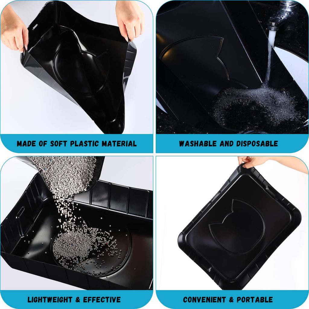 50 Pieces Disposable Litter Box for Cats Large Black D5305